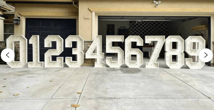 Marquee 4 FT Numbers